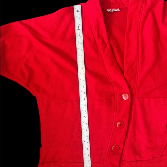 Cozy Red Button-Up Cardigan - Picture 5 of 7